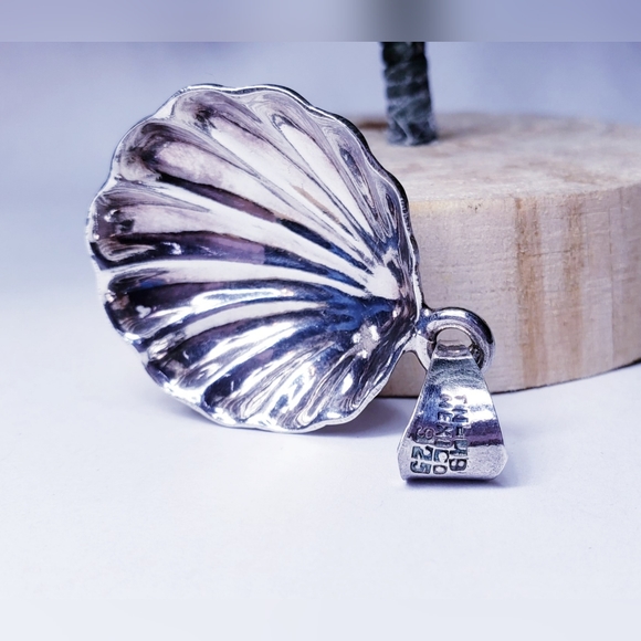 Vintage Sterling Silver Huge SeaShell Pendant 2" Long - Picture 2 of 5